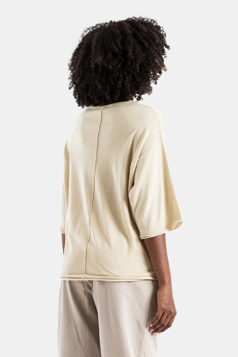 Oversized Raw-Edge T-Shirt Sand Beige
