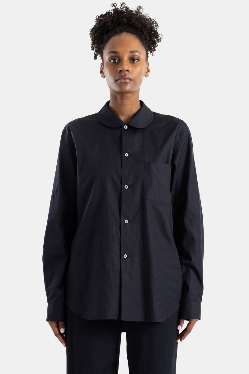 Chemise noire à col Claudine