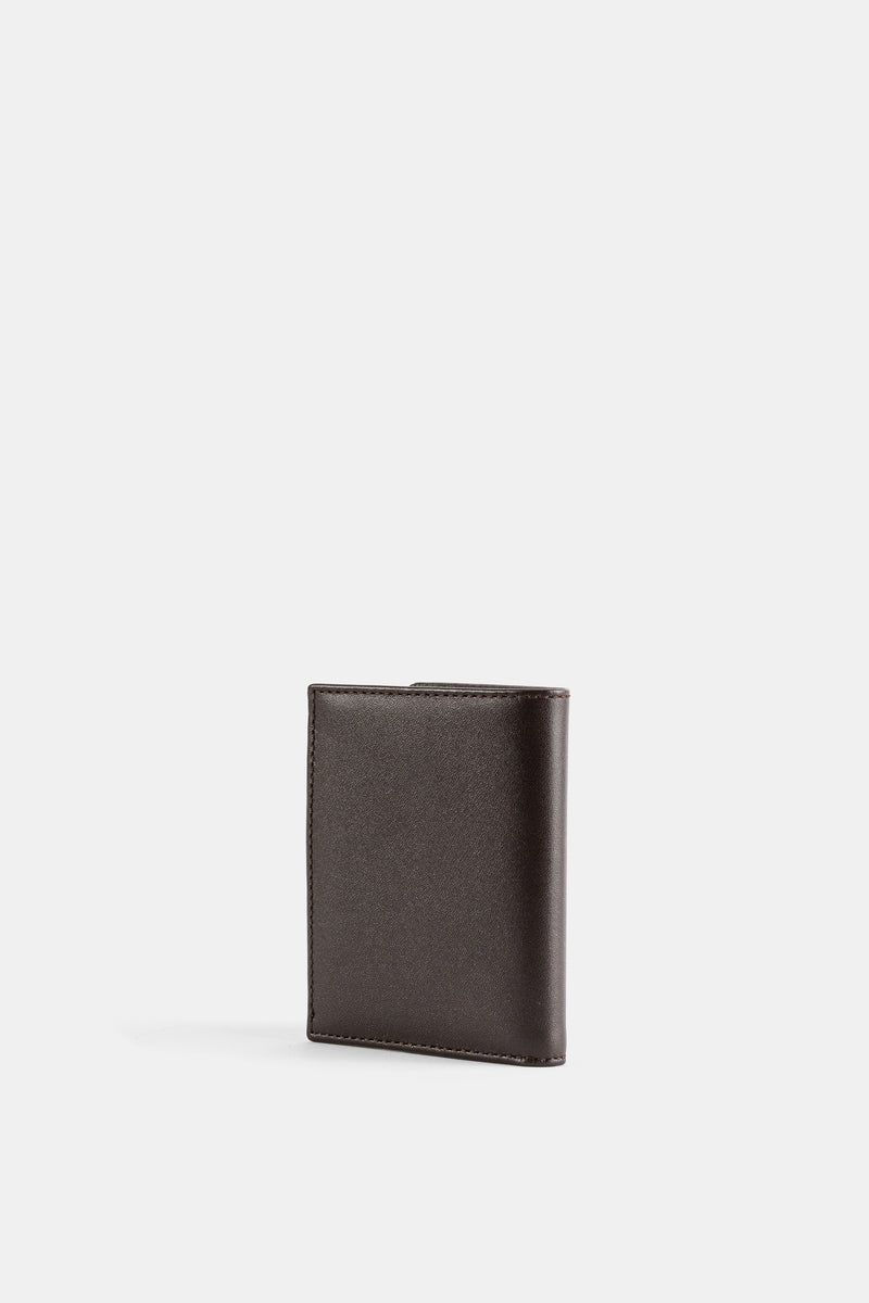 Portefeuille Plié en Cuir Marron