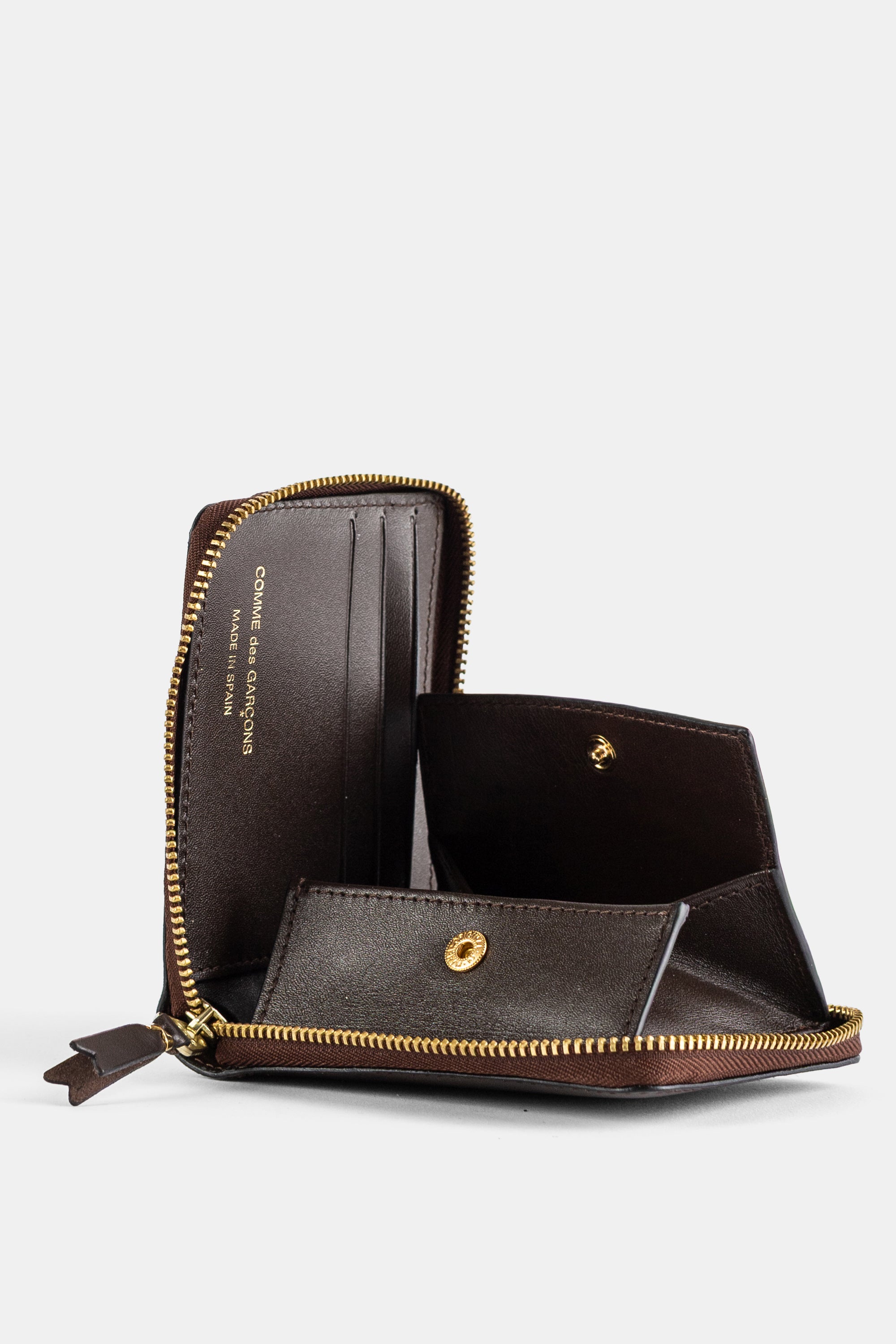 Comme des Garçons Wallet ブラウンレザー スクエア ジップウォレット