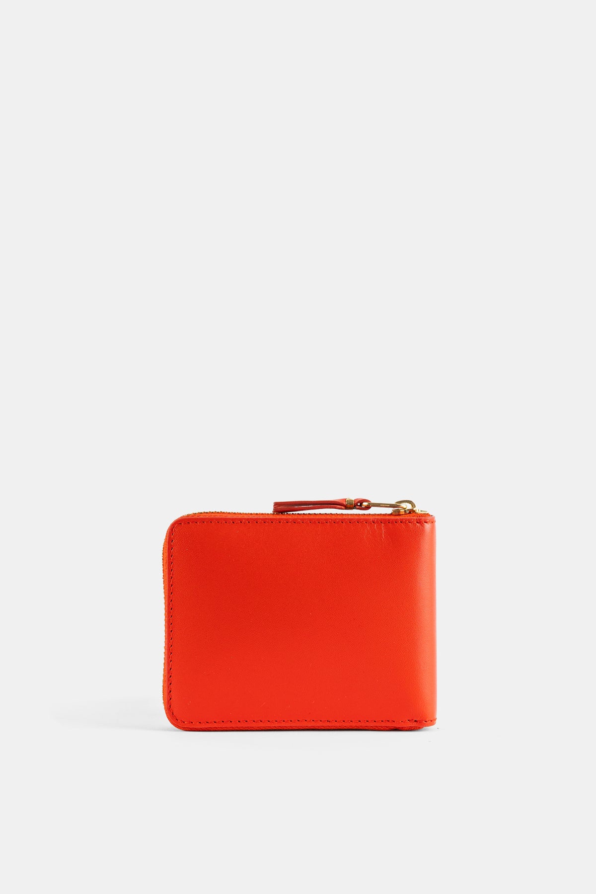 Portefeuille Carré Zippé en Cuir Orange