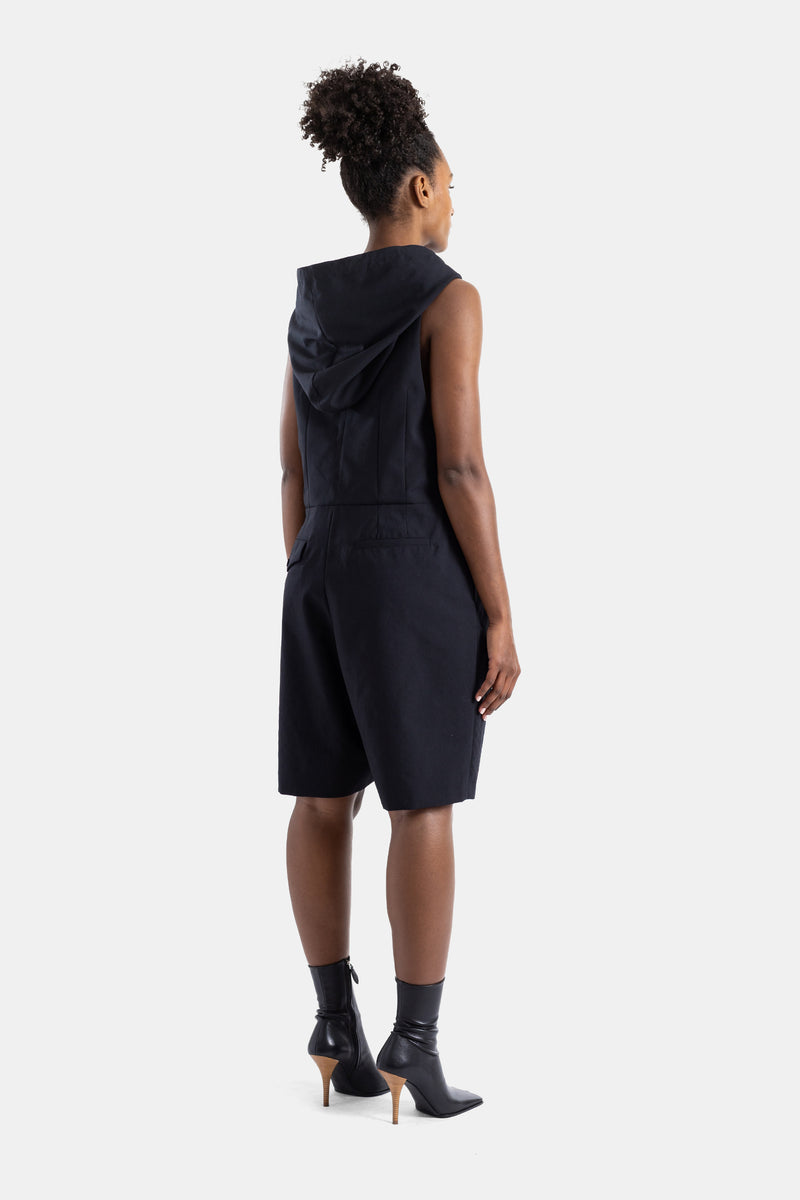 Black hooded playsuit