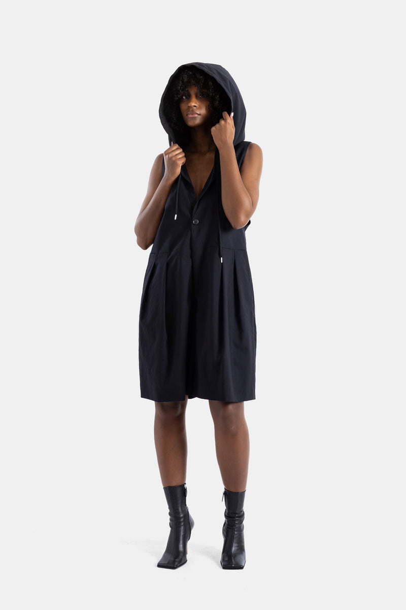 Black hooded playsuit