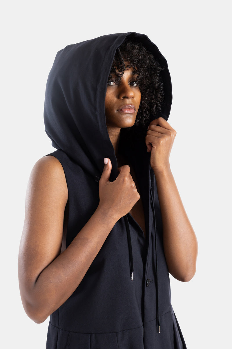 Black hooded playsuit