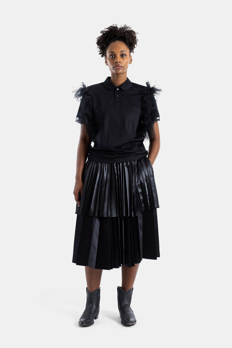 Jupe noire plissée à étages