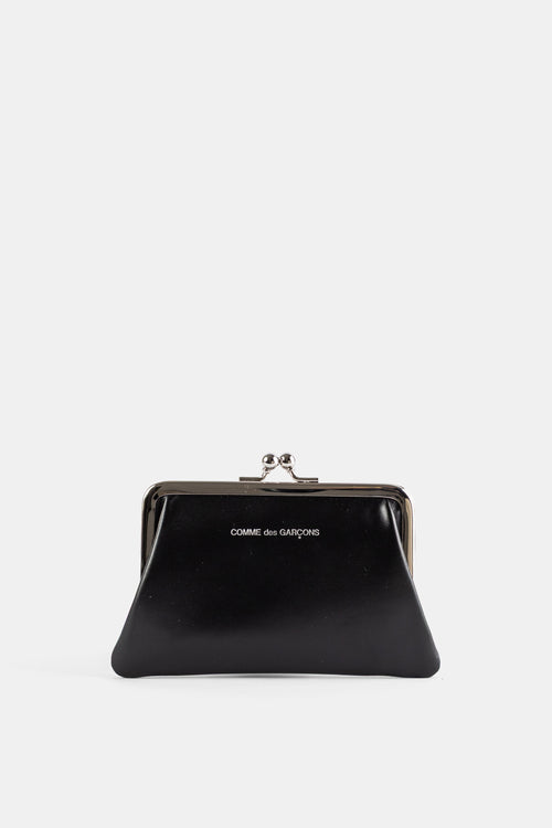 Porte-monnaie Kiss Lock en Cuir Noir