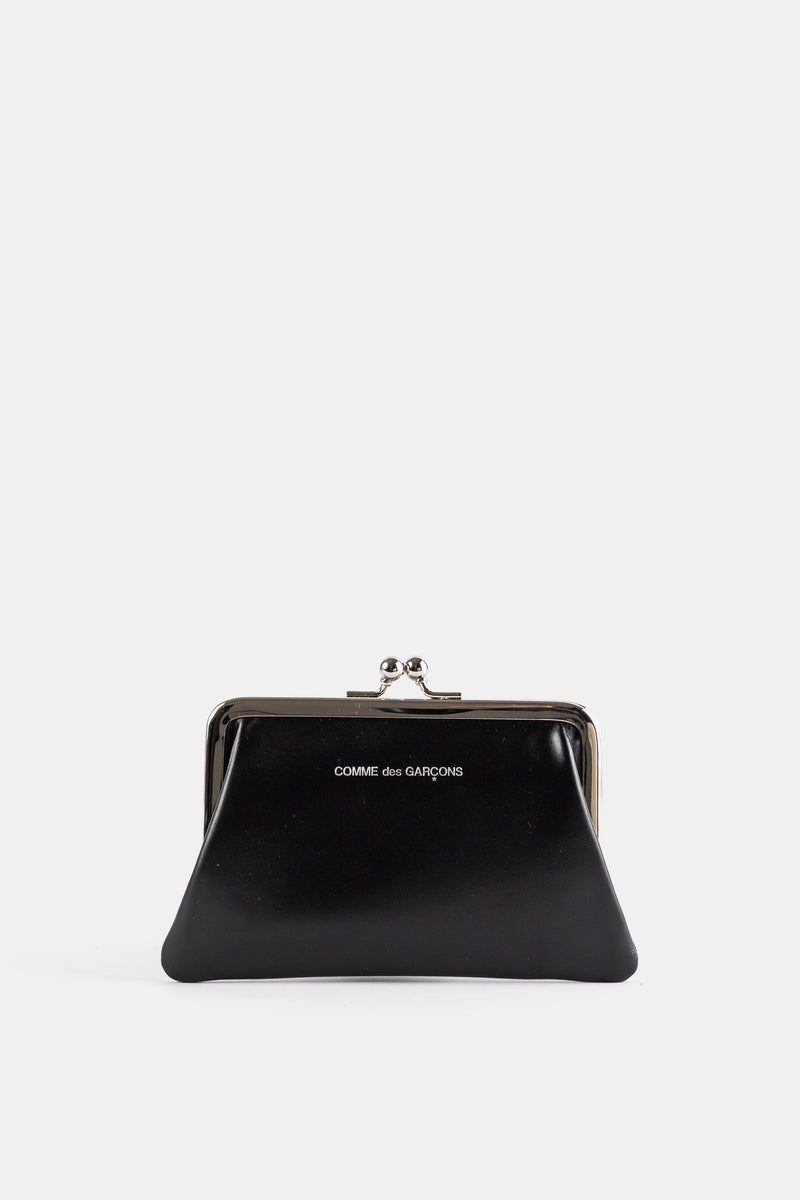 Porte-monnaie Kiss Lock en Cuir Noir