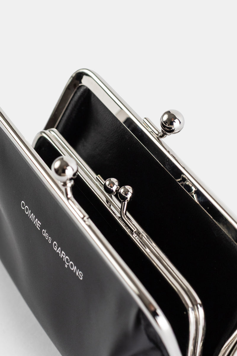 Porte-monnaie Kiss Lock en Cuir Noir