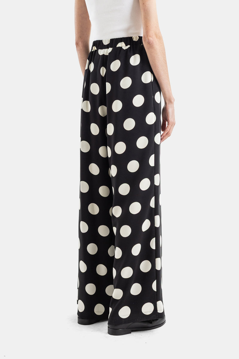 Straight-leg polka dot trousers