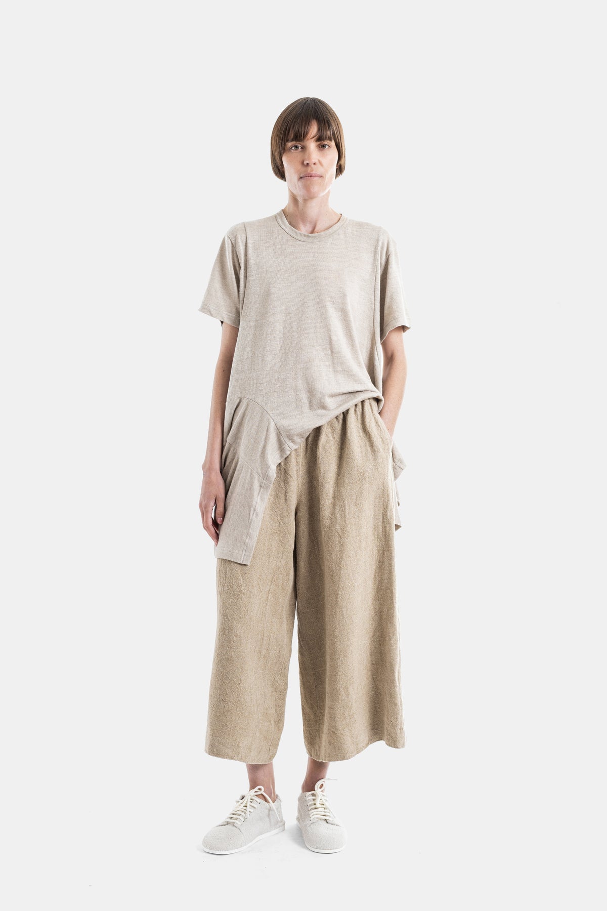 Pantalon taille haute écru