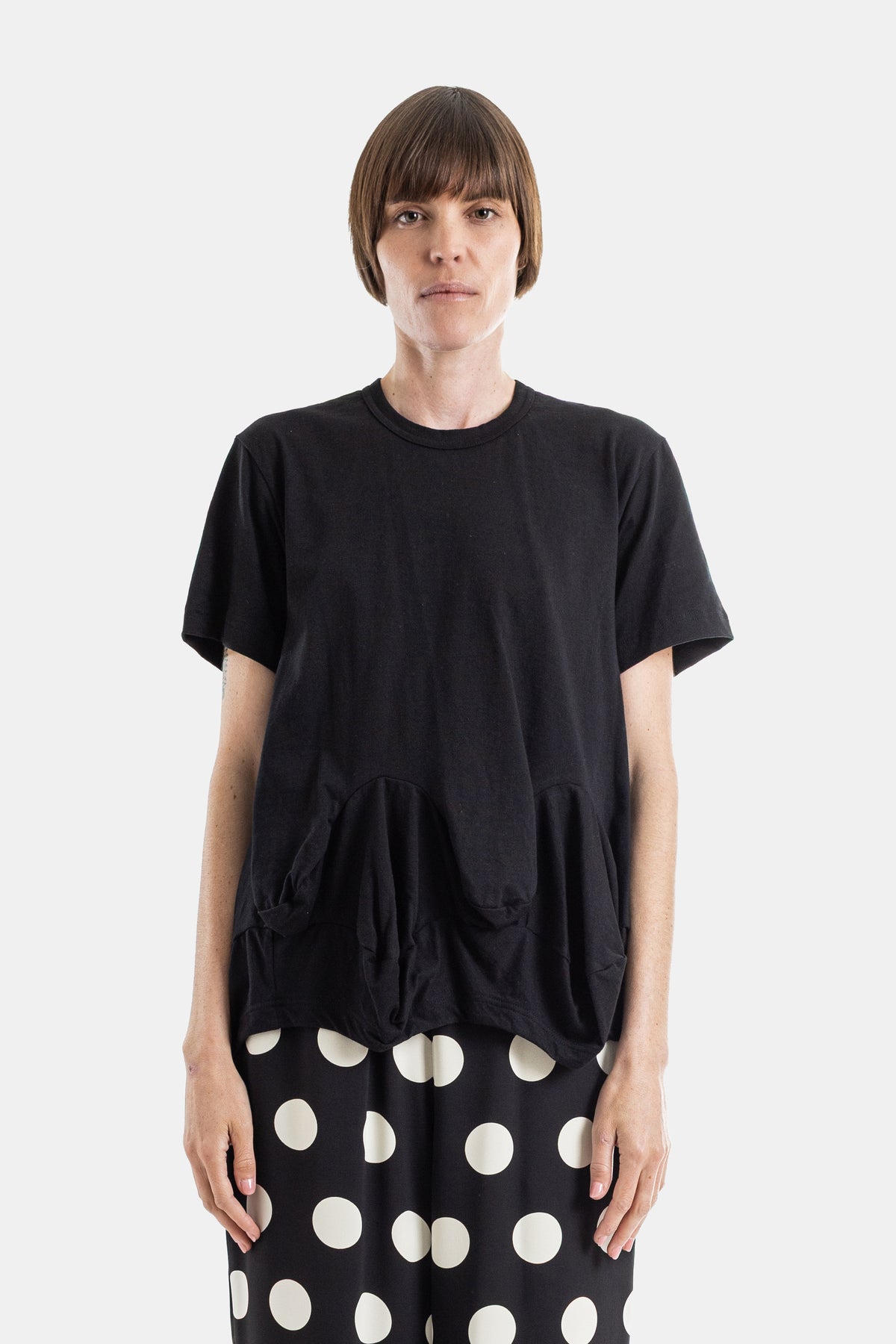 T-shirt à Poches Drapées Noir