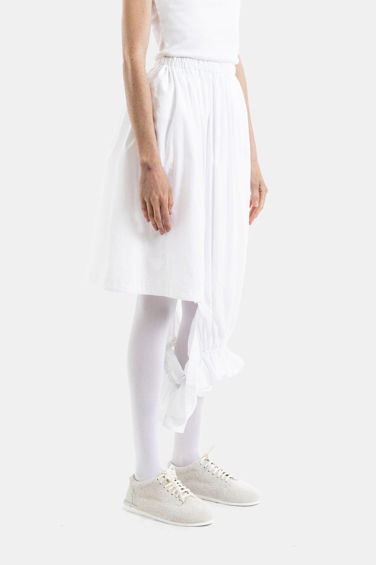 Asymmetric Draped Volume Skirt with Ruched Orb