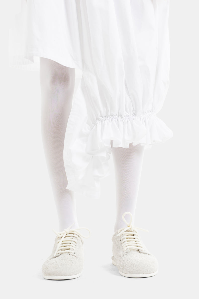 Asymmetric Draped Volume Skirt with Ruched Orb