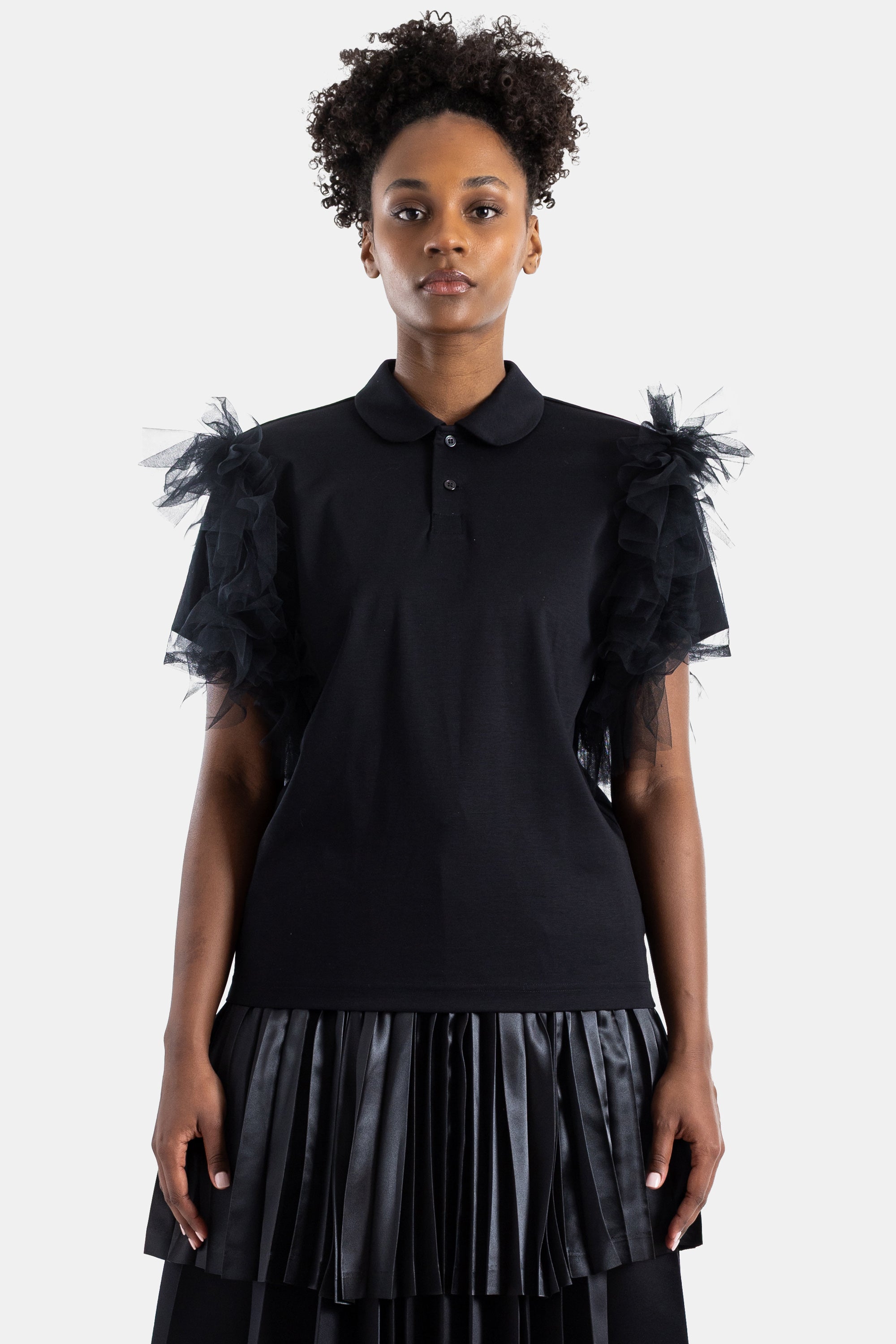 ブラックチュールフリルポロシャツ Noir Kei Ninomiya | Actuel B