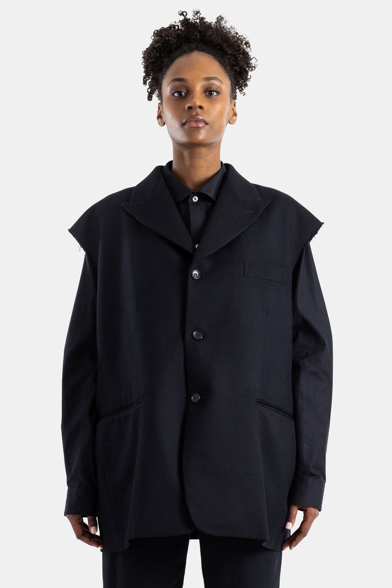 Veste sans manches noire déstructurée