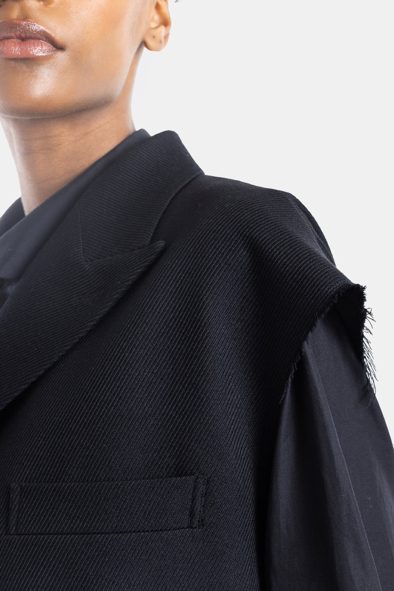 Veste sans manches noire déstructurée