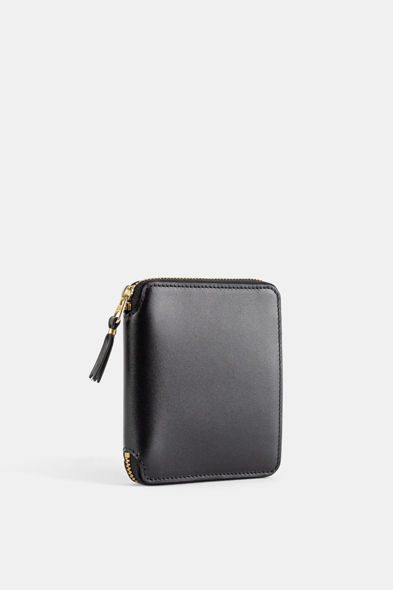 Portefeuille Moyen Zippé en Cuir Noir