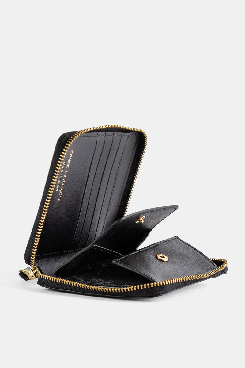 Portefeuille Moyen Zippé en Cuir Noir