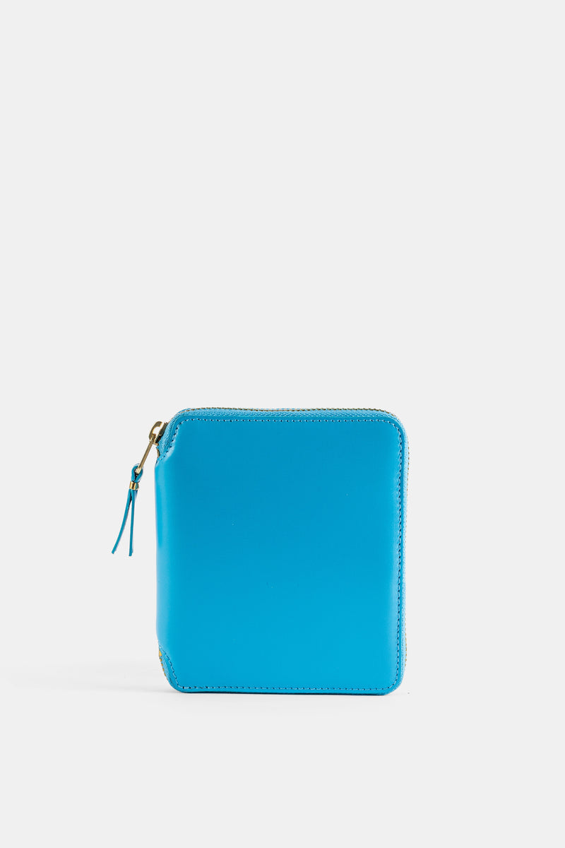 Portefeuille Moyen Zippé en Cuir Bleu