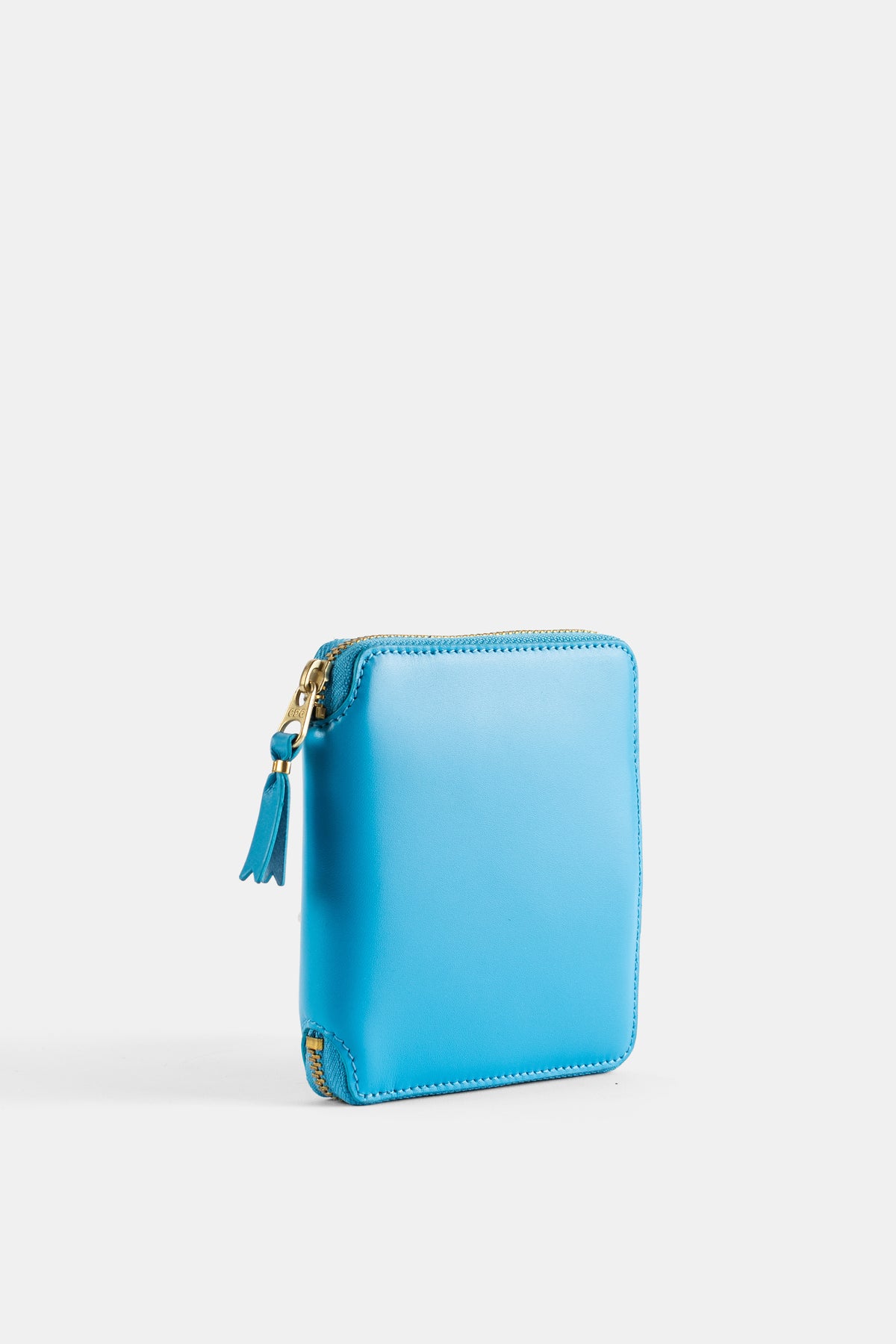 Portefeuille Moyen Zippé en Cuir Bleu
