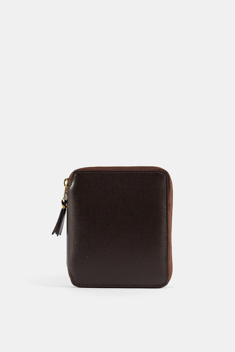 Portefeuille Moyen Zippé en Cuir Marron