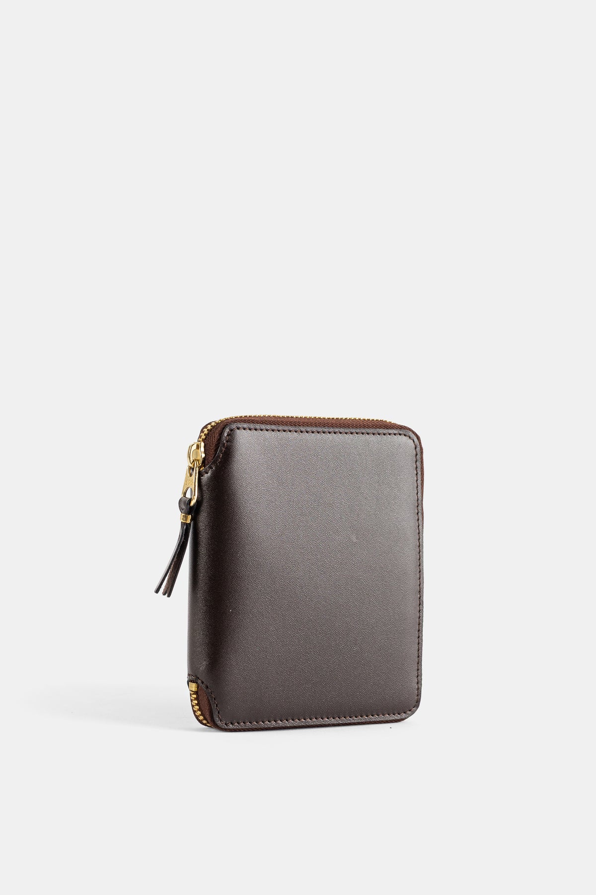 Portefeuille Moyen Zippé en Cuir Marron