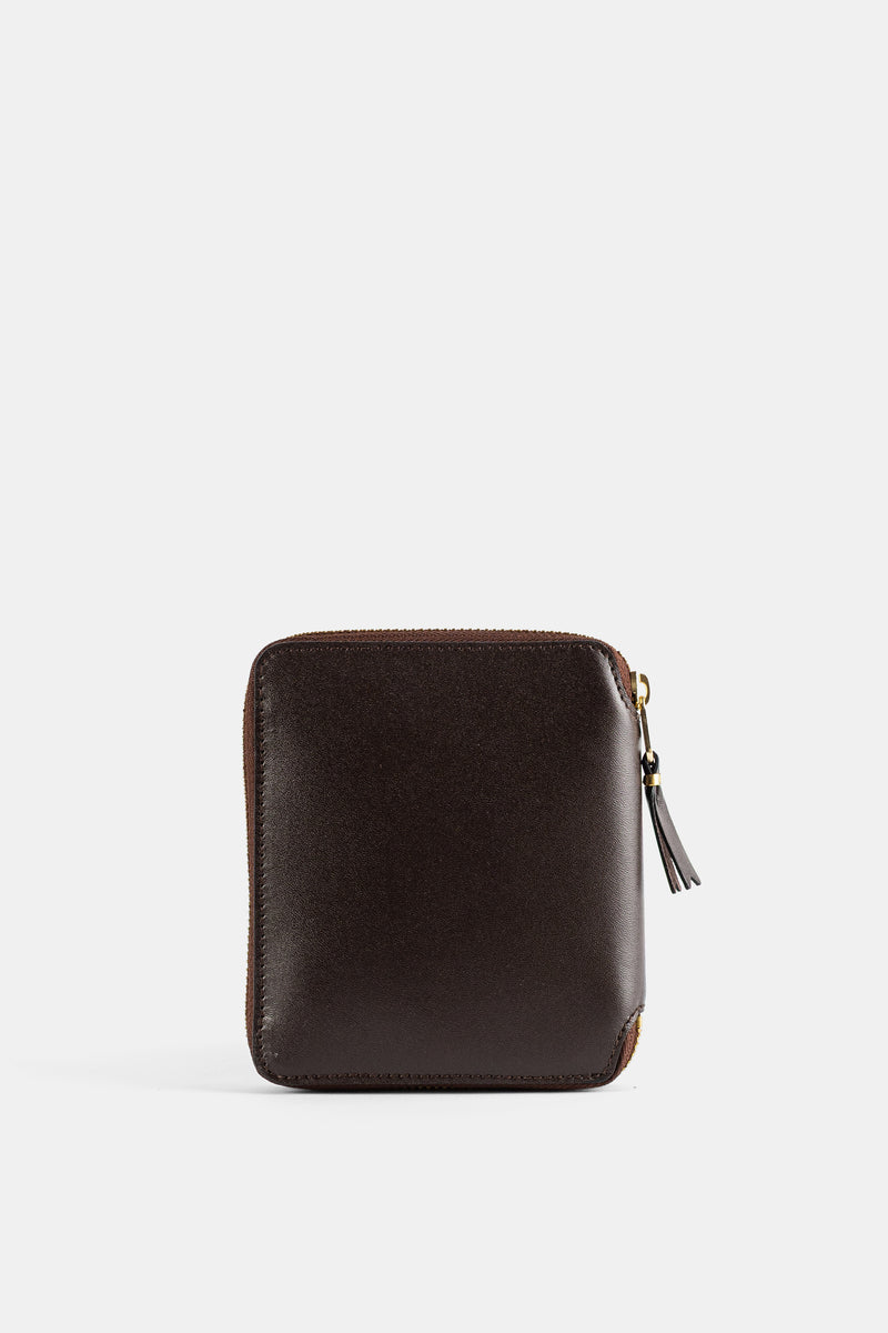 Portefeuille Moyen Zippé en Cuir Marron