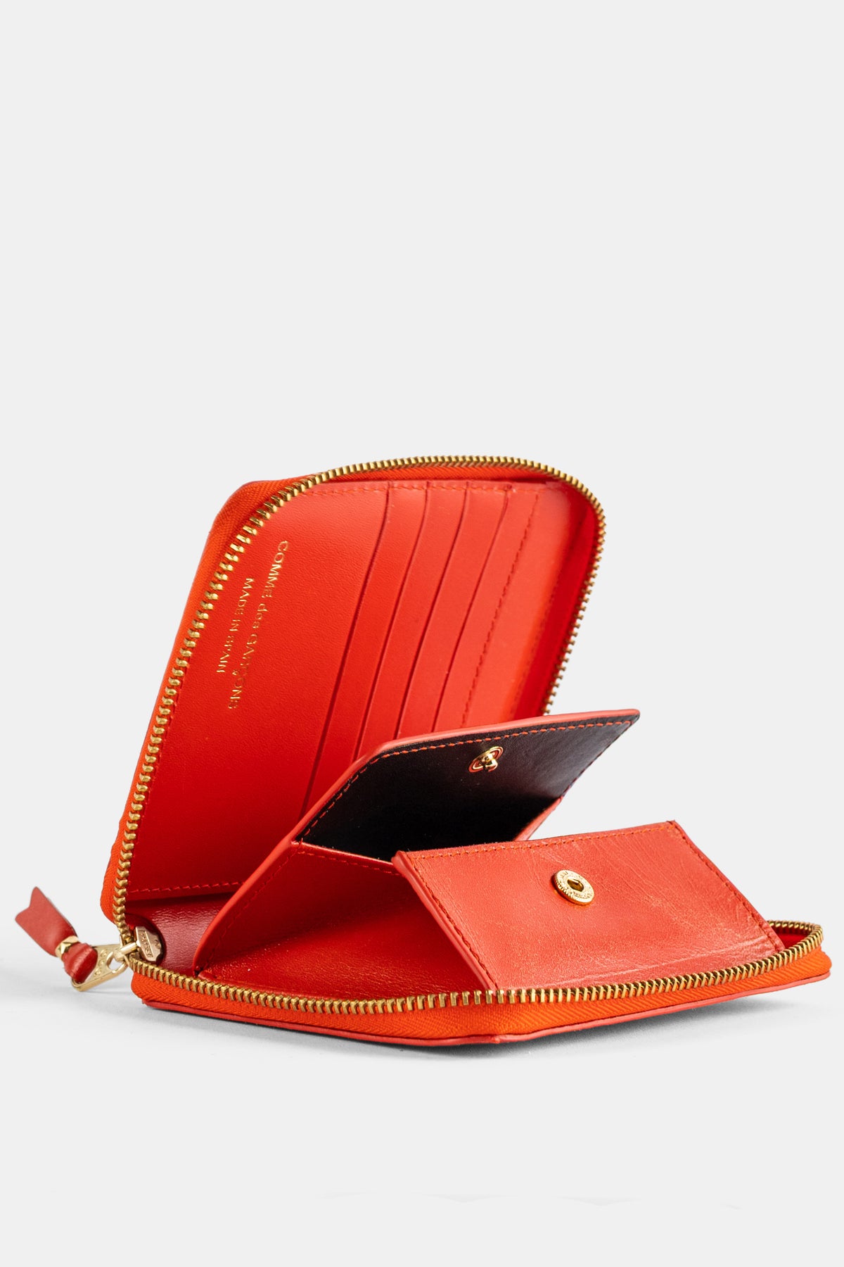 Portefeuille Moyen Zippé en Cuir Orange