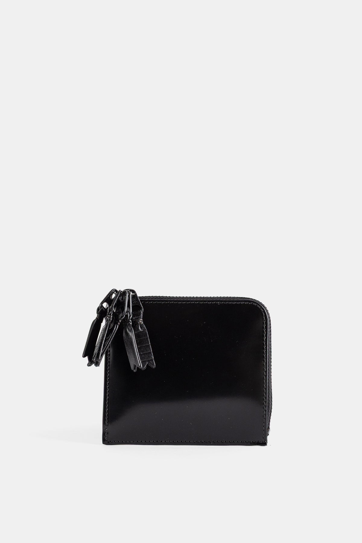Porte-monnaie L-Zip à Multiples Tirettes en Cuir Noir