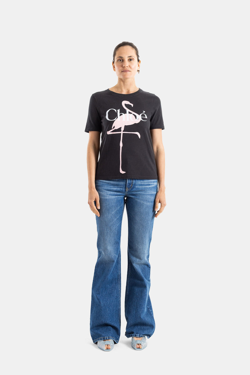 Flared blue denim jeans
