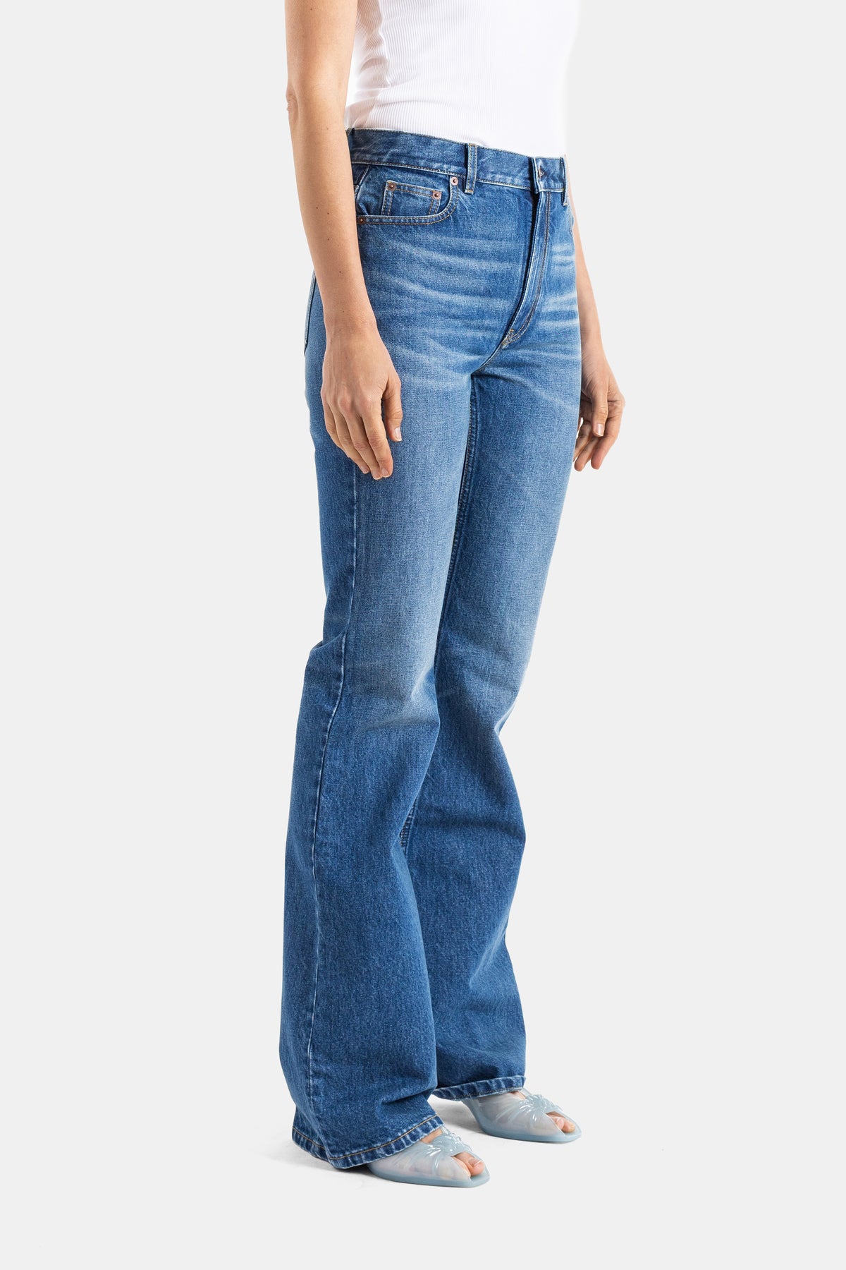 Flared blue denim jeans