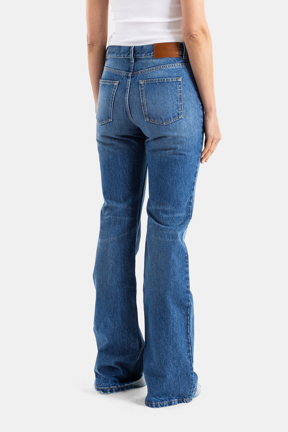 Flared blue denim jeans