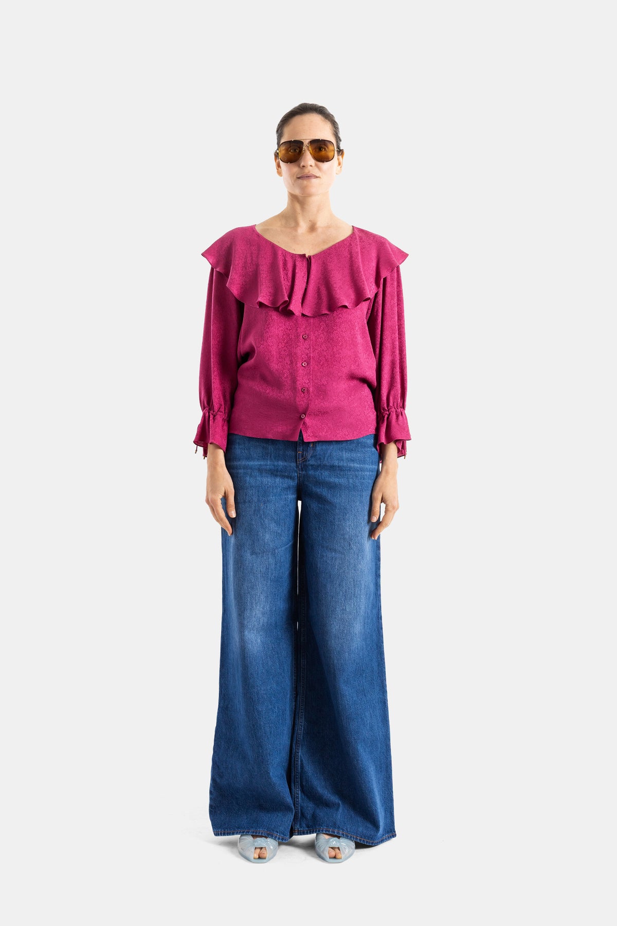 Fuchsia Ruffled Blouse