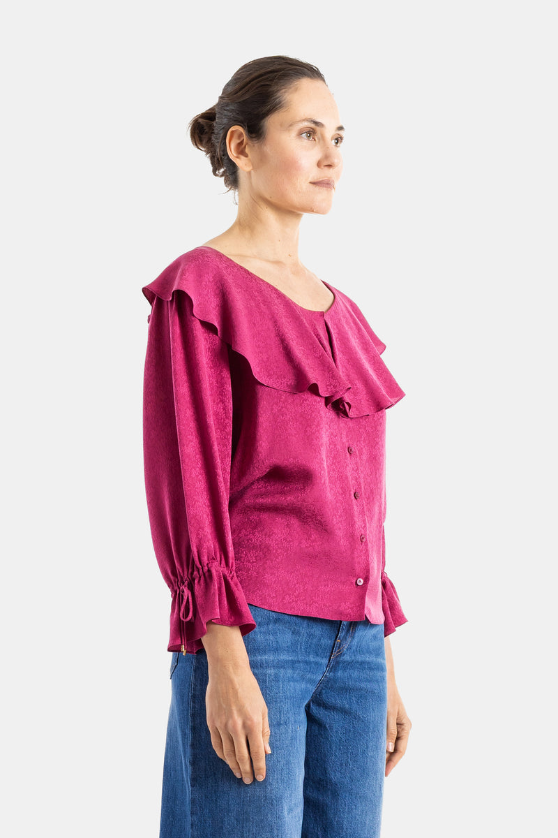 Fuchsia Ruffled Blouse