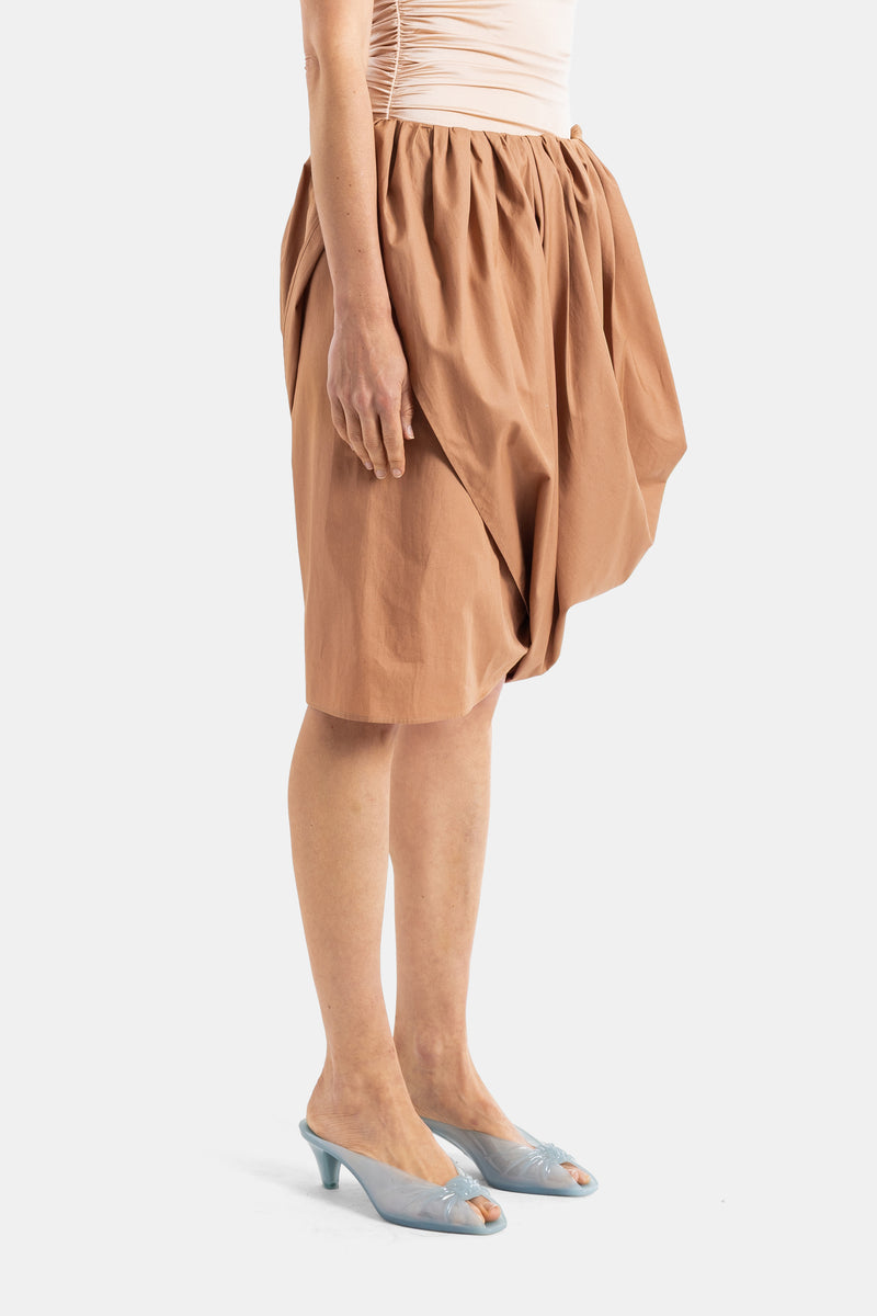 Camel Draped Midi Skirt