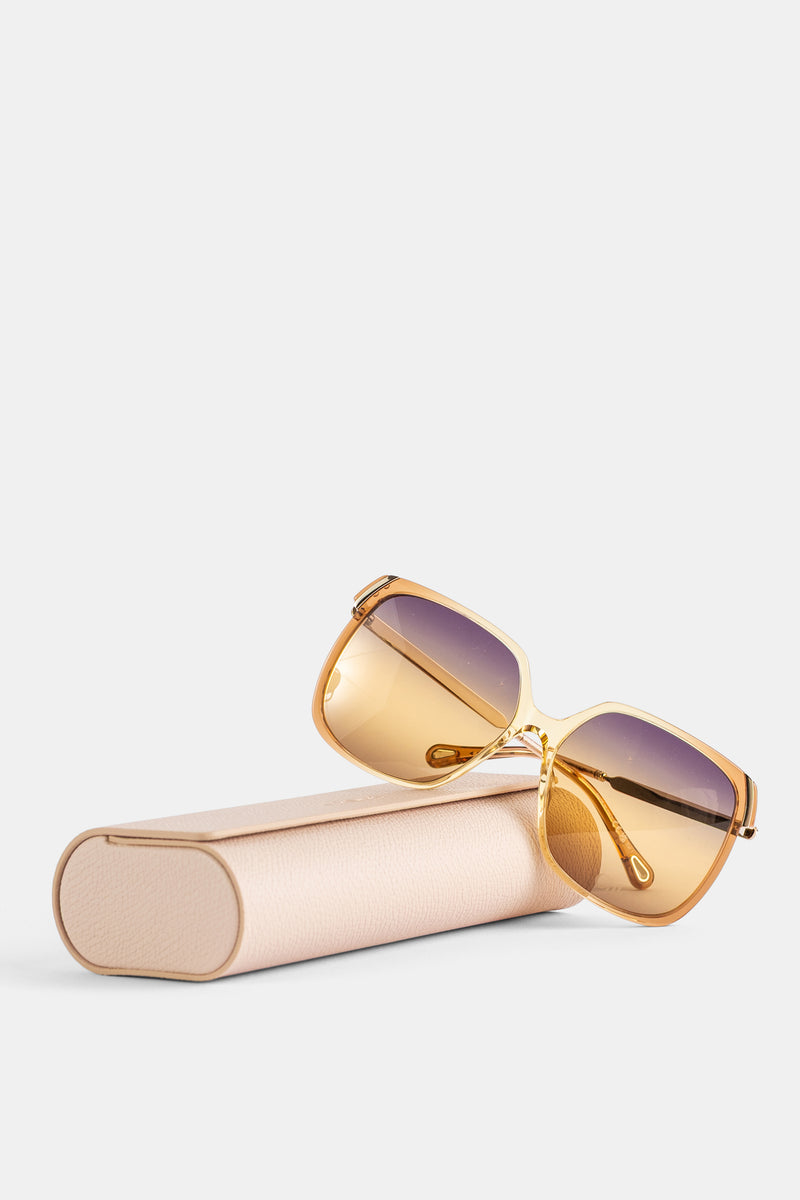 Lunettes de soleil carrées oversize ambre transparent