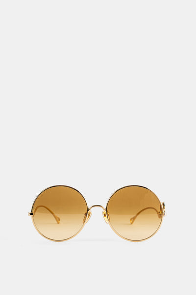【極美品】Chloé ゴールドラウンドサングラス クロエ CH0372S オーバーサイズ ゴールドラウンドサングラス | Actuel B