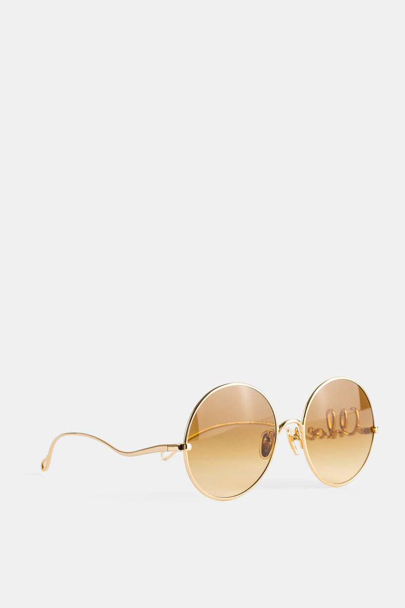 Lunettes de soleil rondes oversize dorées