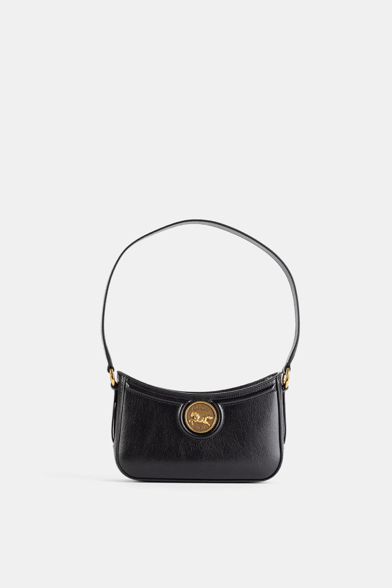 Mini sac épaule en cuir grainé Horse Medal noir