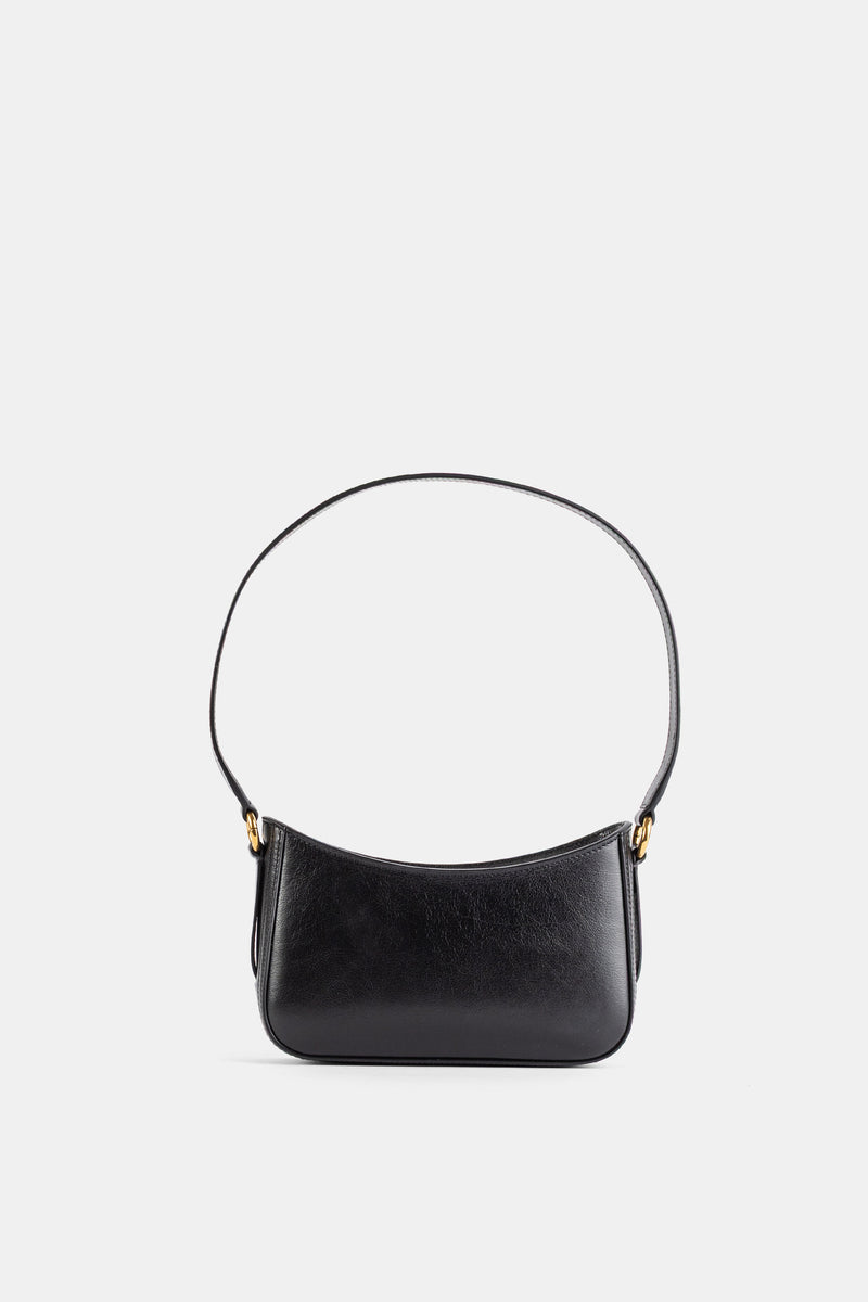 Mini sac épaule en cuir grainé Horse Medal noir