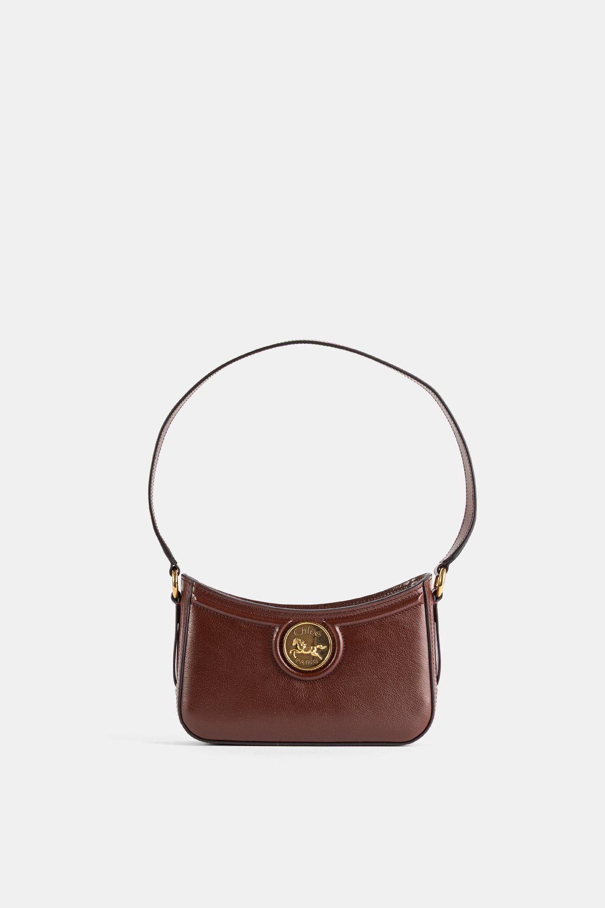 Mini sac épaule en cuir grainé Horse Medal marron