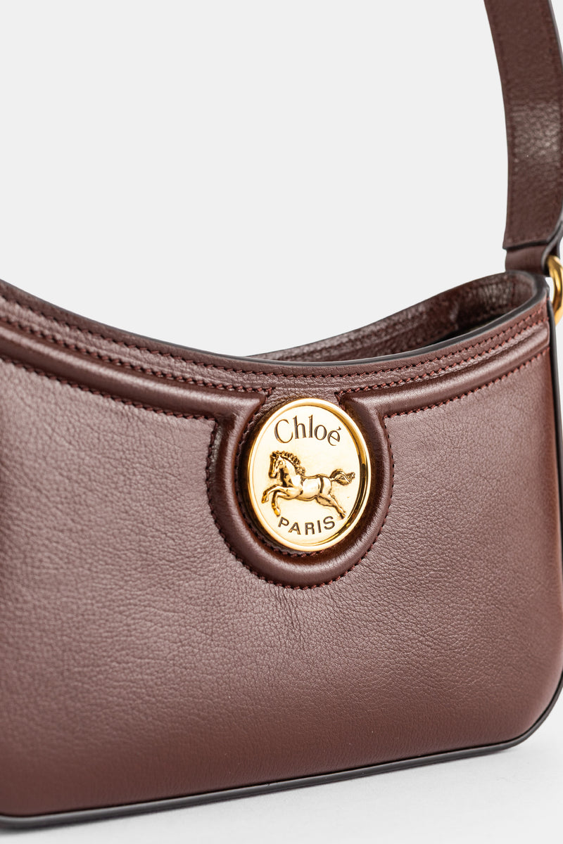 Mini sac épaule en cuir grainé Horse Medal marron