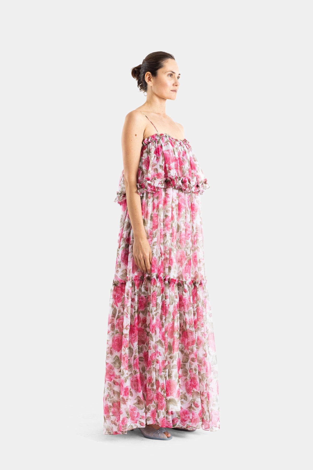 Ruffled Maxi Dress in Floral Print