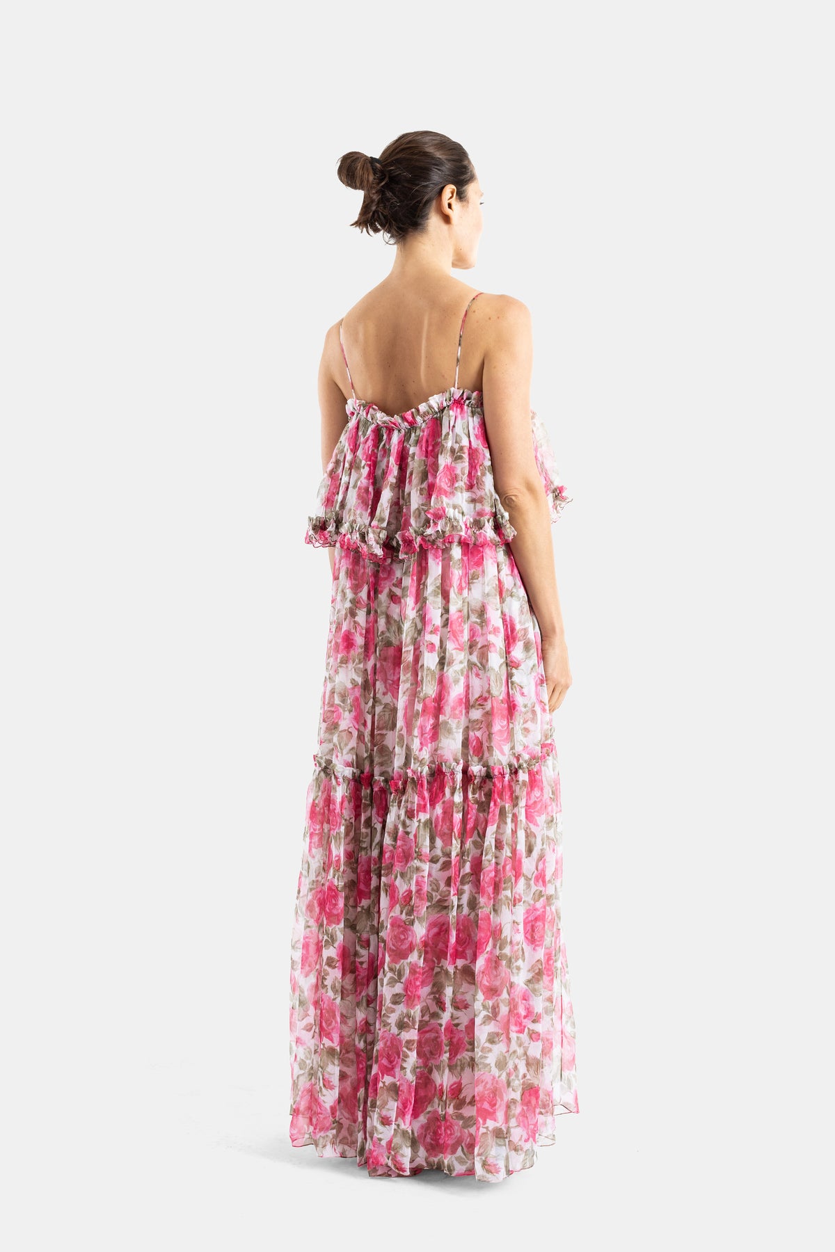 Ruffled Maxi Dress in Floral Print