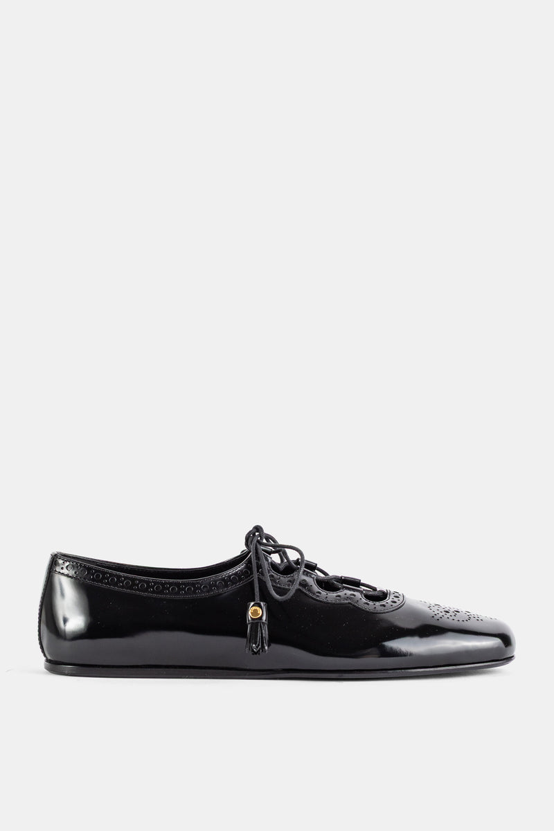 Derby ghillie brogue à lacets et glands cuir Rhea noir