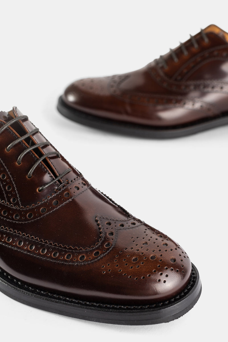 Burwood Full Brogue Oxford Polished Fumè Calfskin Tabac