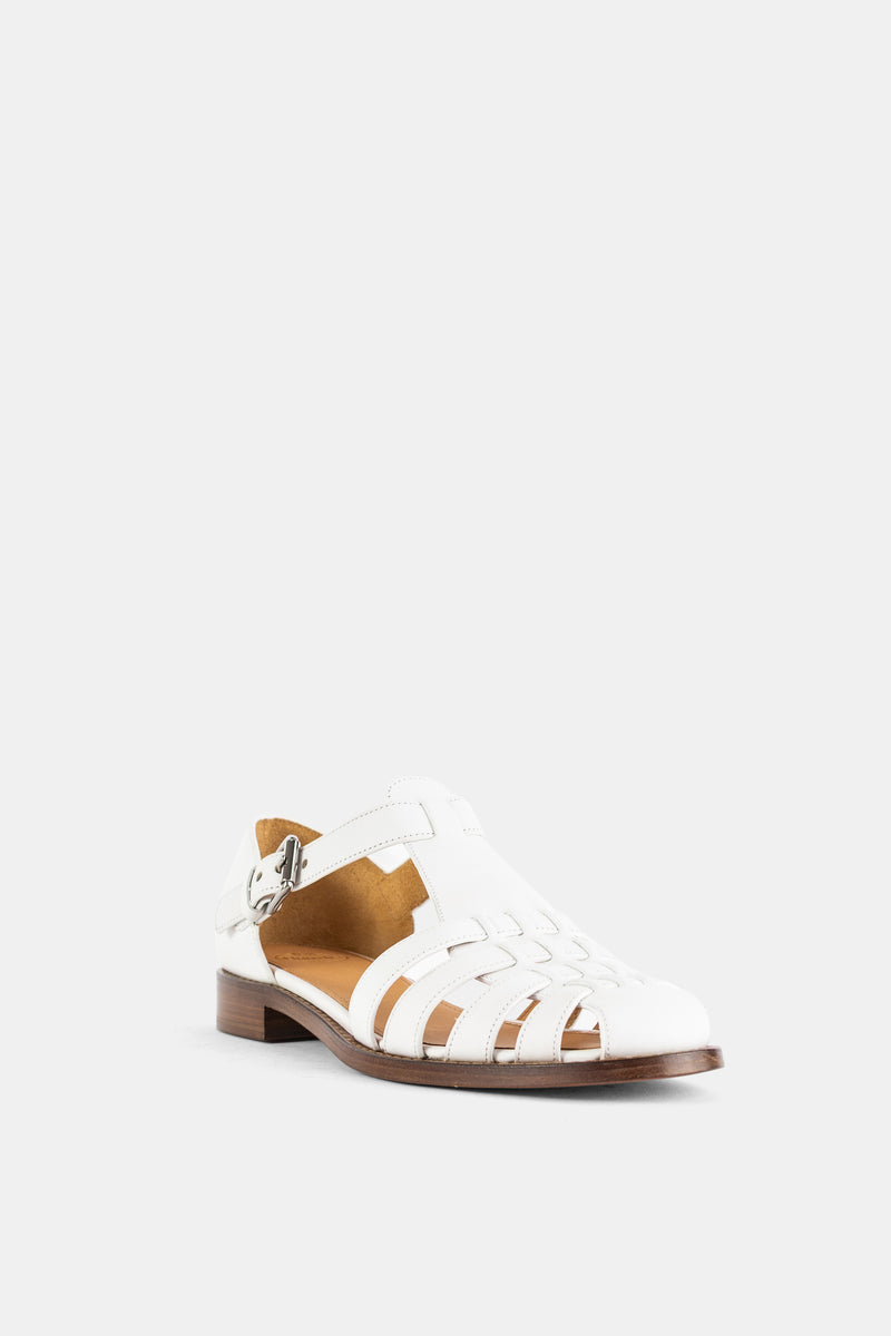 Sandale cage en cuir prestige Kelsey blanc