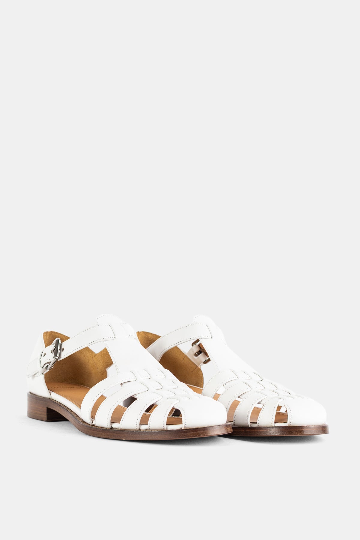 Sandale cage en cuir prestige Kelsey blanc