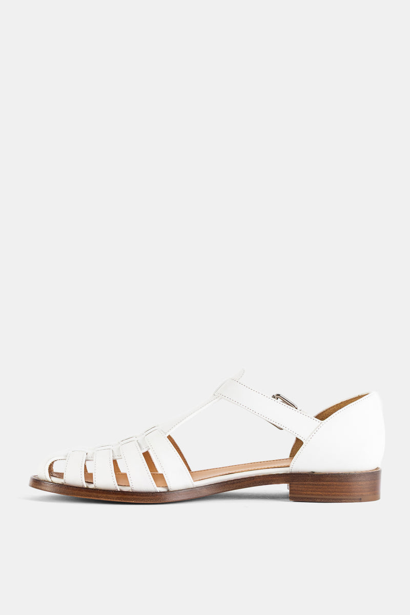Sandale cage en cuir prestige Kelsey blanc