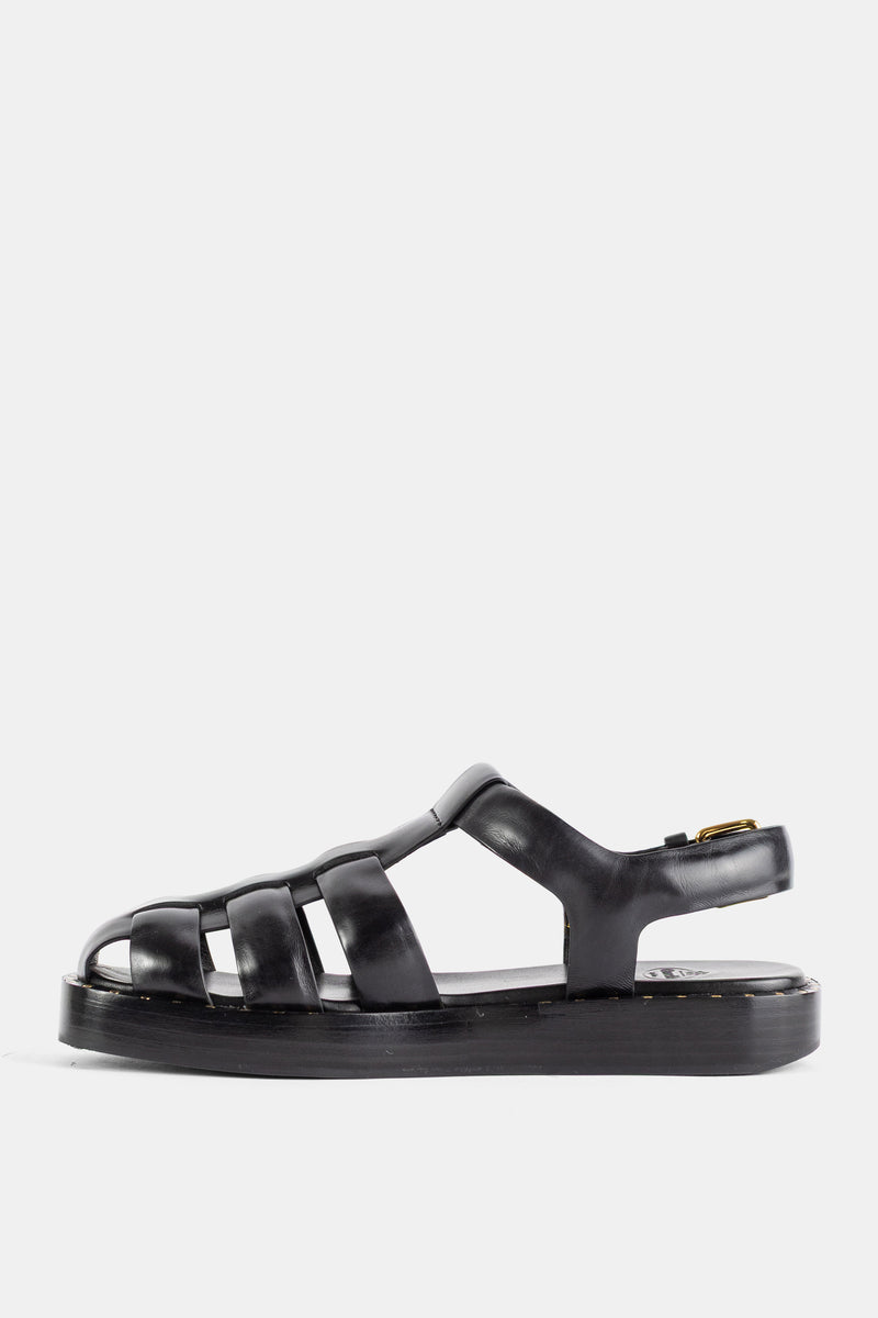 Fisherman Cage Sandal Polished Binder Leather Black